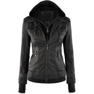 Womens Black Bomber Jacket With Hood