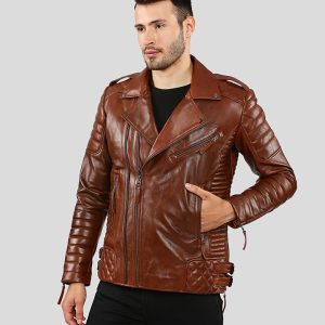 OXVOLT BRAD BROWN MOTORCYCLE LEATHER JACKET