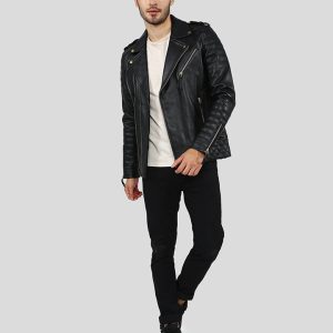 BYRON BLACK QUILTED LEATHER JACKET