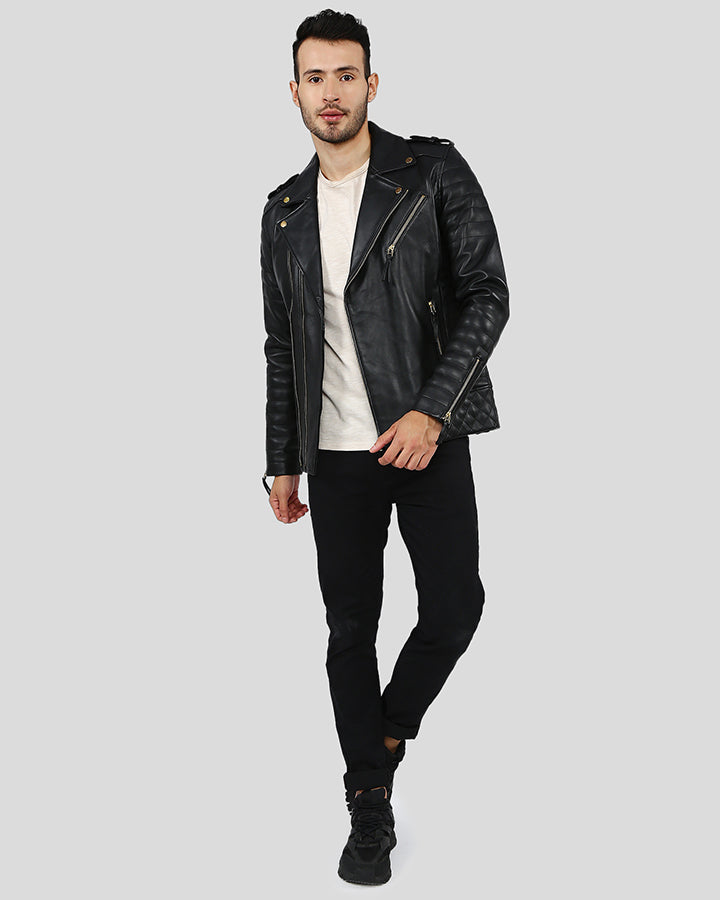 BYRON BLACK QUILTED LEATHER JACKET