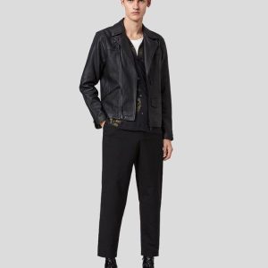 OXVOLT CALEB BLACK BIKER LEATHER JACKET