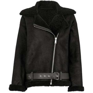 Carey Shearling Aviator Jacket Black