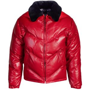 Down-Filled Lambskin Red Puffer Jacket