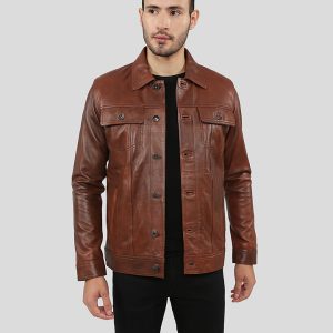 OXVOLT FINLEY BROWN BIKER LEATHER JACKET