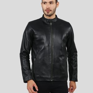 FLETCHER BLACK LEATHER RACER JACKET