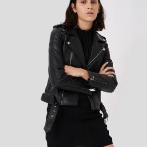 FREJYA BLACK BIKER LEATHER JACKET