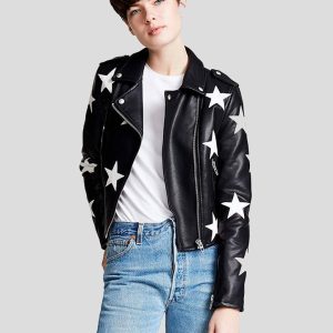 MAYA STAR BLACK BIKER LEATHER JACKET