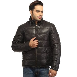 Men Best Seller Lamb Leather Puffer Jacket
