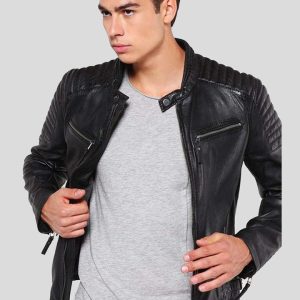 OXVOLT GREG BLACK LEATHER RACER JACKET