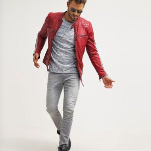 OXVOLT HANK RED QUILTED LEATHER JACKET