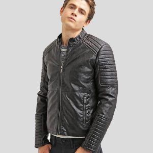 ROBT BLACK QUILTED LEATHER JACKET