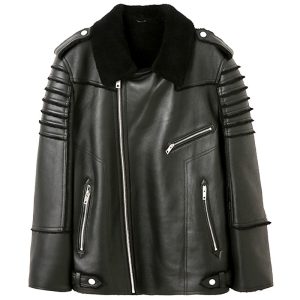 Mens Black Sheepskin Shearling Jacket
