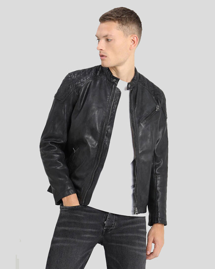 DION BLACK MOTORCYCLE LEATHER JACKET