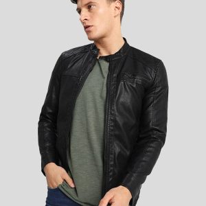 OXVOLT DREW BLACK MOTORCYCLE LEATHER JACKET