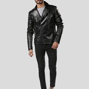 ELEX BLACK MOTORCYCLE LEATHER JACKET