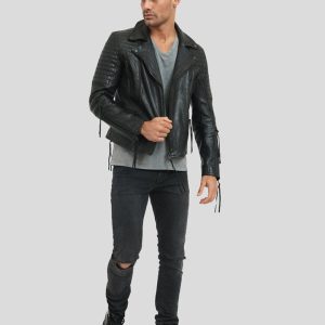 OXVOLT DYLAN BLACK MOTORCYCLE LEATHER JACKET