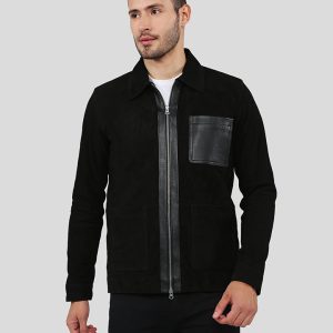 ORME BLACK SUEDE RACER LEATHER JACKET