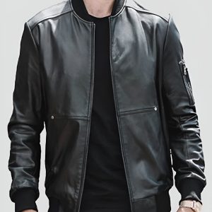 FRITZ BLACK BOMBER LEATHER JACKET