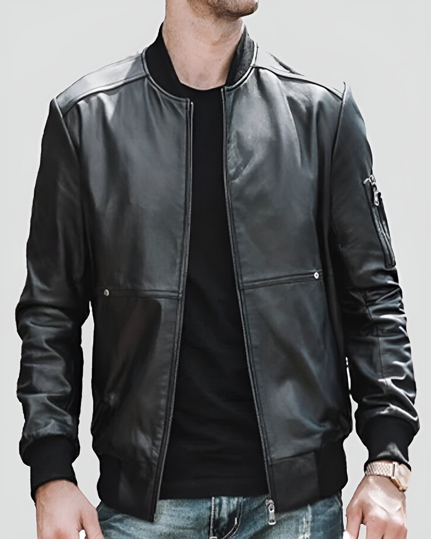 FRITZ BLACK BOMBER LEATHER JACKET