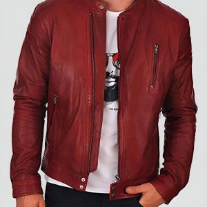 DOMINIC RED RACER LEATHER JACKET