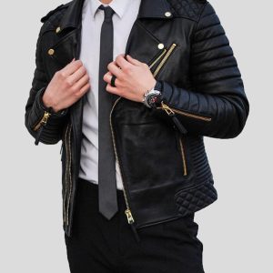 BECKETT BLACK QUILTED LEATHER JACKET