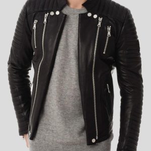 DWITE BLACK QUILTED LEATHER JACKET