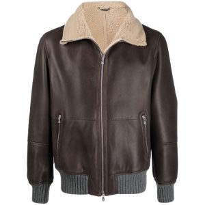 OXVOLT Shearling-Collar Flight Jacket