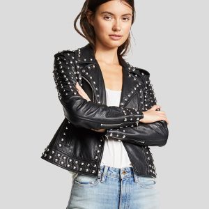 OXVOLT HAZEL BLACK STUDDED LEATHER JACKET