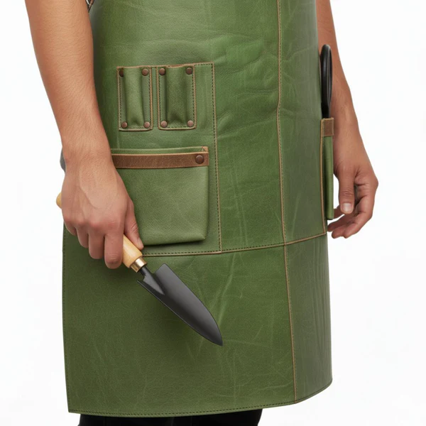 BloomBeltGreenLeatherApron