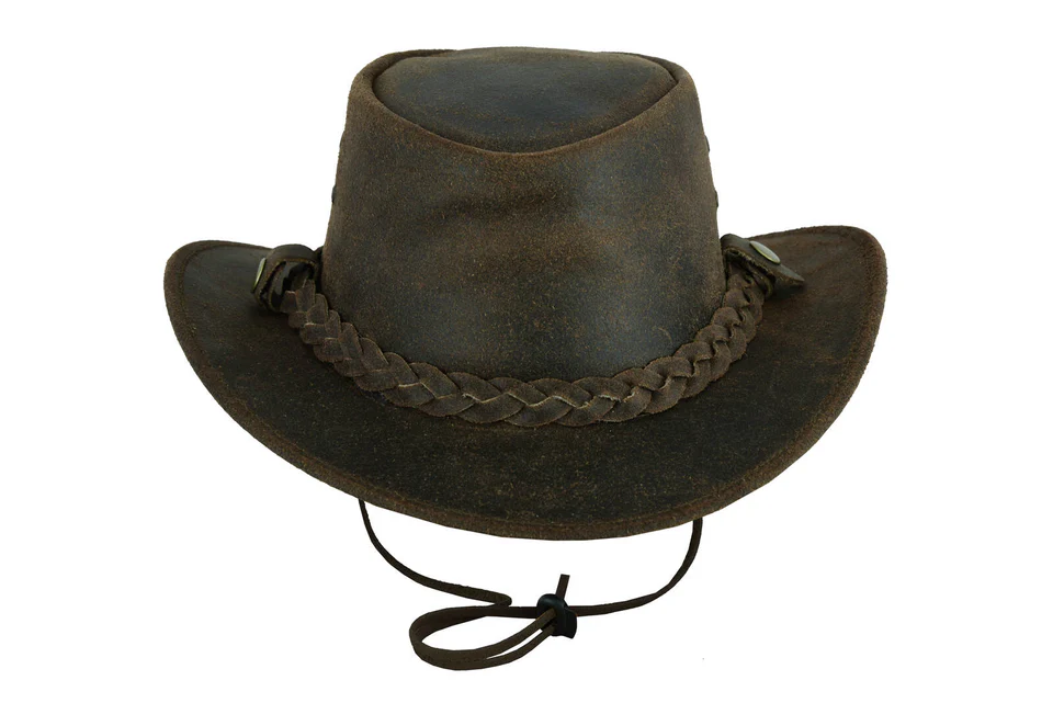 Crazy-Horse-Leather-Brown-Cowboy-Hat-Front