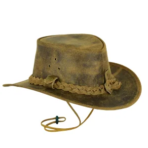 Western Style Light Brown Leather Cowboy Hat