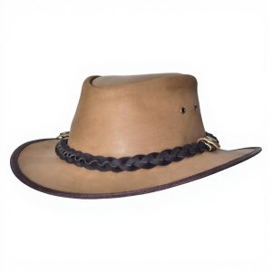 Cowboy Leather Safari Hat Black Braided Hatband