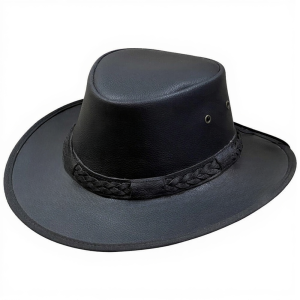Full Grain Cow Leather Hat Traditional Braided Style