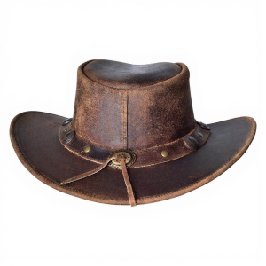 Leather Cowboy Western Hat With Conchos Leather Band
