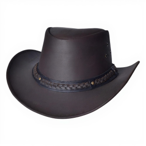 Traditional Western Leather Hat Chocolate Brown