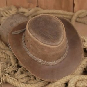 Western Aussie Style Leather Cowboy Hat