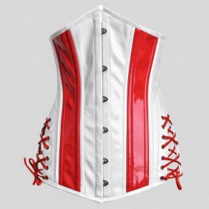 Oxvolt Red & White Leather Underbust Corset