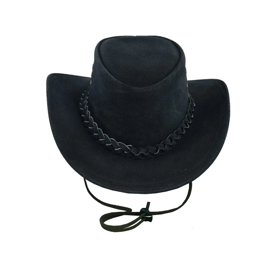 western-style-black-suede-leather-cowboy-hat-front