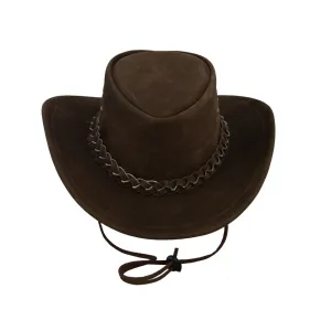 Dark Brown Suede Braided Leather Hat